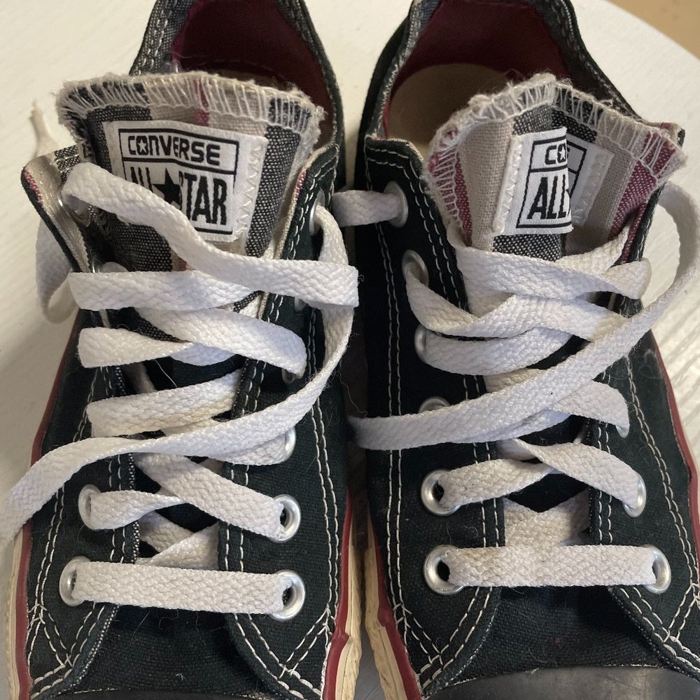 Women's Converse All Stars in Size 7 in Limited Edition Black with Maroon Detail